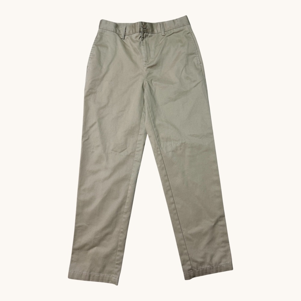 Lands' End Chino Pants Boys 16 Khaki School Uniform Preppy Classic Cotton Twill